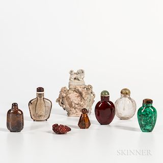 Eight Stone and Amber Snuff Bottles