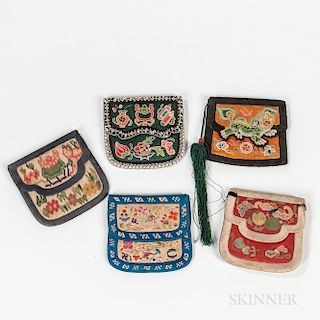 Five Embroidered Purses