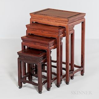 Set of Four Hardwood Nesting Tables