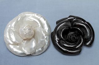 Chanel Vintage Vinyl Camellia Flower Brooches, 2