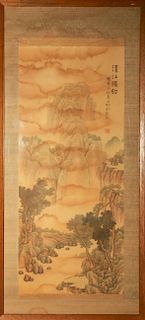 Chinese Landscape Scroll Painting Watercolor