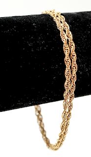18K Gold Braided Twist Rope Double Chain Bracelet