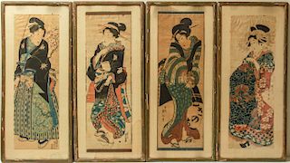 Oversized Japanese Woodcut Prints C. 1800 Group 4