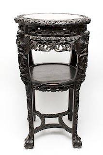 Chinese Qing Carved Marble Top Table / Stand