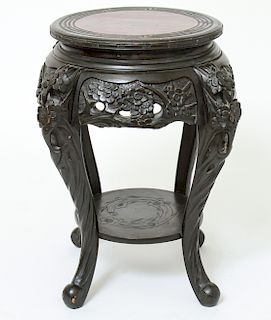 Chinese Side Table Heavily Carved Wood