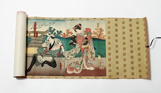 Japanese Inks-Colored Emaki Handscroll on Paper