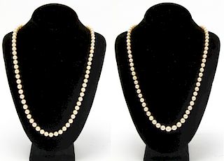 14K Gold Clasp Pearl Necklace & Another, 2