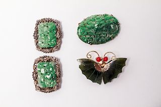 10K Gold, Silver & Jade Brooches & Dress Clips, 4