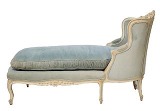 French Provincial Carved Wood Chaise Lounge