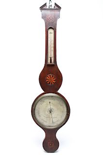 English Regency Exotic Wood Wheel Barometer