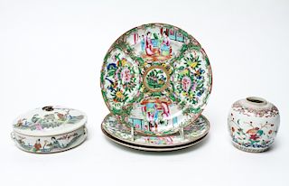 Chinese Qing Famille Rose Porcelain Wares, 5 Pcs