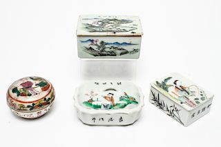 Chinese Qing Porcelain Ink & Other Boxes, 4