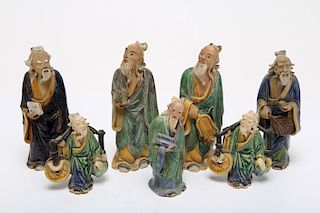 Chinese Mud Men Figurines, Group of 7