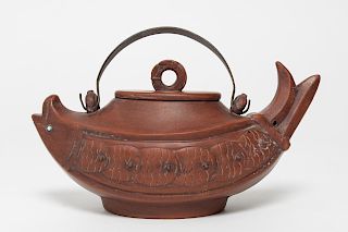 Chinese Yixing Ceramic Teapot, Fish-Form