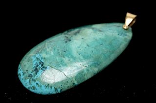 Turquoise Pendant, Pear-Shaped with 18K Gold