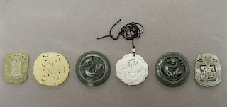 Chinese Carved Jade Openwork Pendants, 6 Pcs.