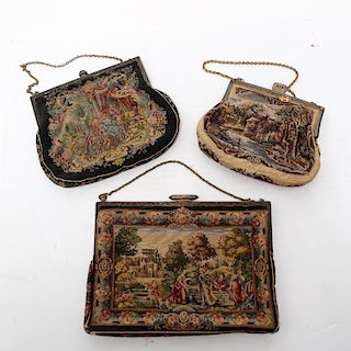 Vintage Ladies' Embroidered Handbags, Group of 3
