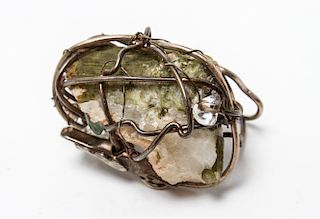 Mineral Specimen and Silver Ring with Bird Motif