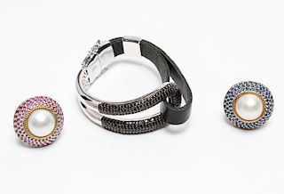 "Milor Italy" Bracelet & Sterling Pearl Rings, 3