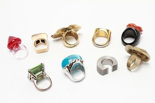 Costume Jewelry Rings, Gold-Tone & Silver-Tone, 9