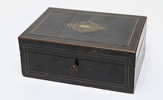 Ebonized Wood Jewel Box w Boulle Work, 19th C.
