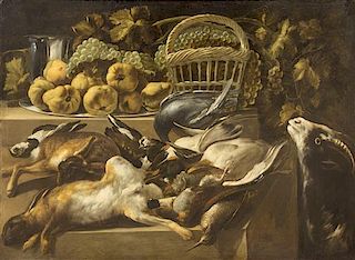 Attributed to Pieter van Boucle, (Flemish, c. 1610-1673), Still Life with Fruit and Game