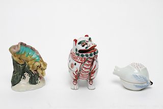 Japanese Porcelain Boxes & Figurine, 3 Pcs.