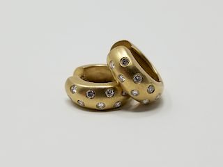 Pair of Gold & Diamond Earrings