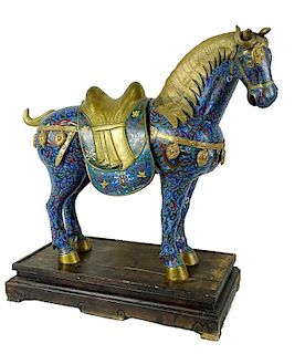 A Single Chinese Cloisonne Horse Sculpture