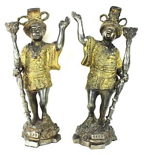 Pair of Bronze Blackamoore Candle Holders