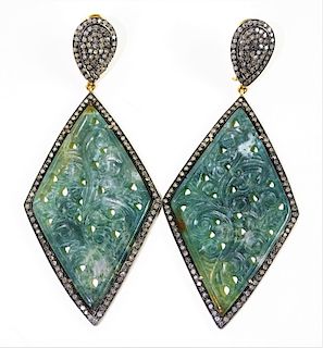 Betteridge 14K Vermeil Jade & Diamond Earrings