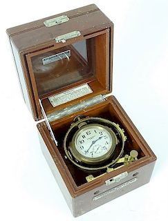 WWII Hamilton Watch Co. Ships Chronometer In Brass