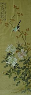 Chinese Painting On Silk. Signed.