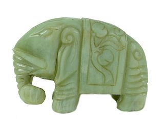Chinese Carved Jade Elephant Sculpture