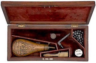 Wood Case for a Colt Dragoon Revolver with accessories 