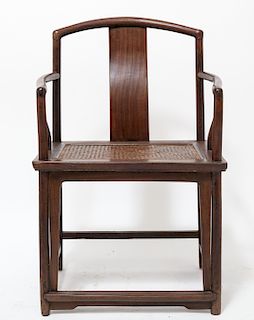 Chinese Huali Wood Curved Crest Armchair / Chair