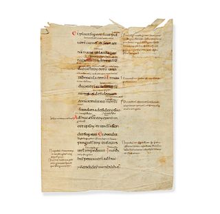 Manuscript Pages circa 1050 a.d., on Vellum, of Psalms 77 & 78, with Latin Glosses