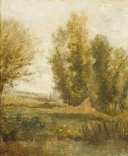 Charles François Daubigny, (French, 1817-1878), Pond with Poplars, 1841