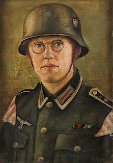 A GERMAN WWII ORIGINAL SOLDIER PAINTING C. 1940