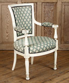 DIRECTOIRE STYLE FRENCH CARVED ARM CHAIR C.1940