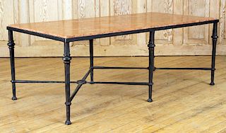 WROUGHT IRON MARBLE TOP COFFEE TABLE NEOCLASSICAL
