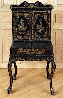 CHINESE EXPORT DESK ON FRAME CHINOISERIE C.1870