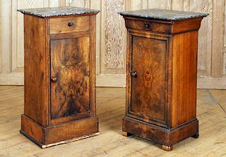 PAIR LATE 19TH C. FRENCH MARBLE TOP NIGHT STANDS