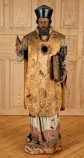 19TH CENT. CARVED WOOD RELIGIOUS FIGURE