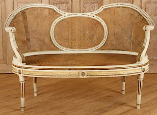 PAINTED FRENCH LOUIS XVI STYLE SETTEE C.1900