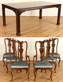 DINING SET MAHOGANY TABLE AND SIX CHAIRS