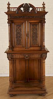LATE 19TH C. FRENCH WALNUT CABINET ON STAND