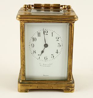 GILT BRONZE FRENCH CARRIAGE CLOCK MARKED