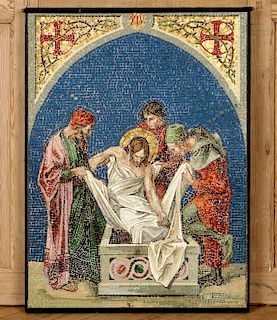 A MOSAIC PANEL DEPICTING JESUS BEING LAID TO REST