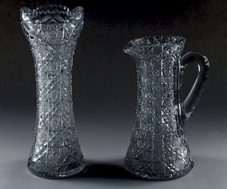 TWO CUT CRYSTAL ITEMS TO INCLUDE PITCHER AND VASE